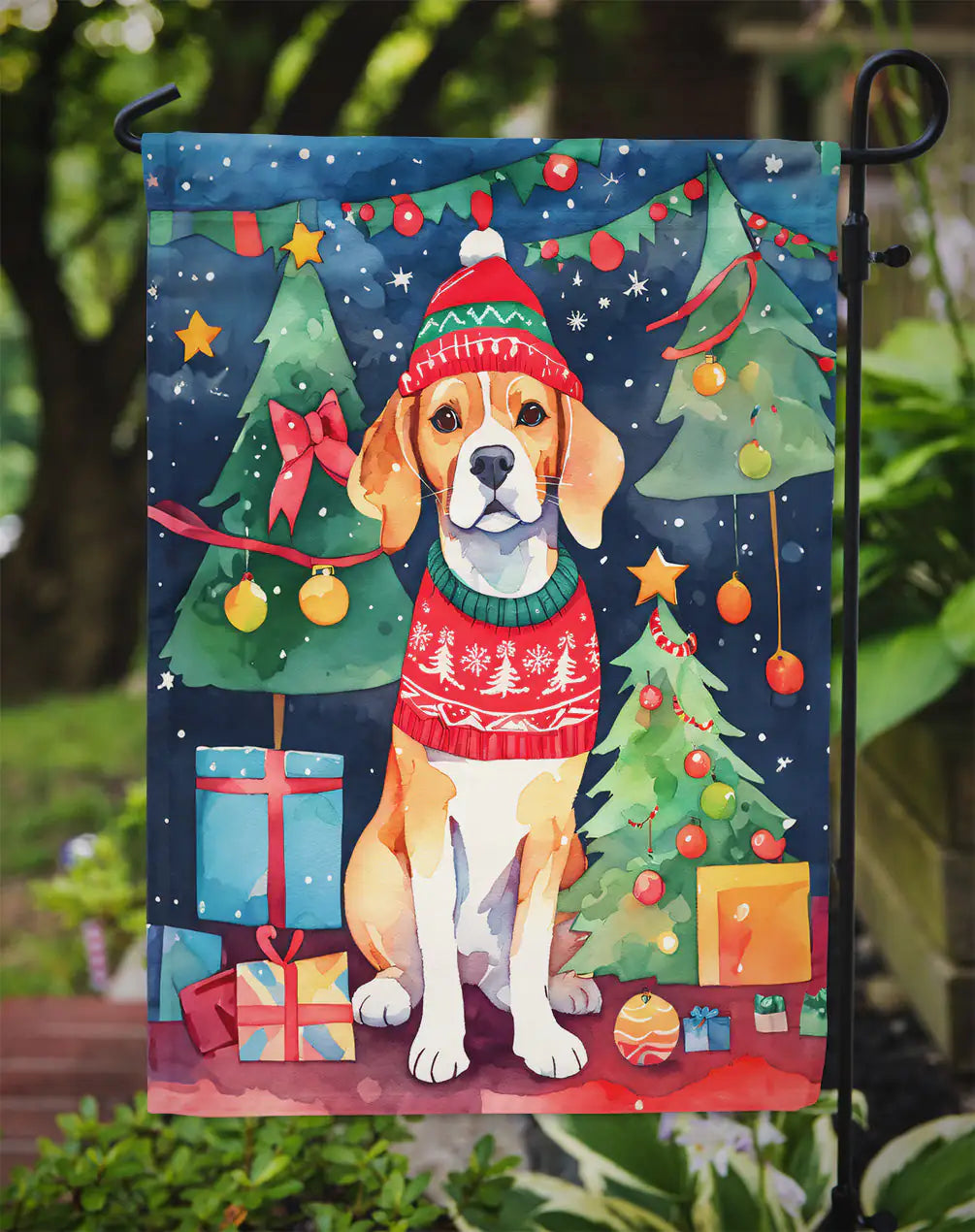 Beagle Christmas Garden Flag 1