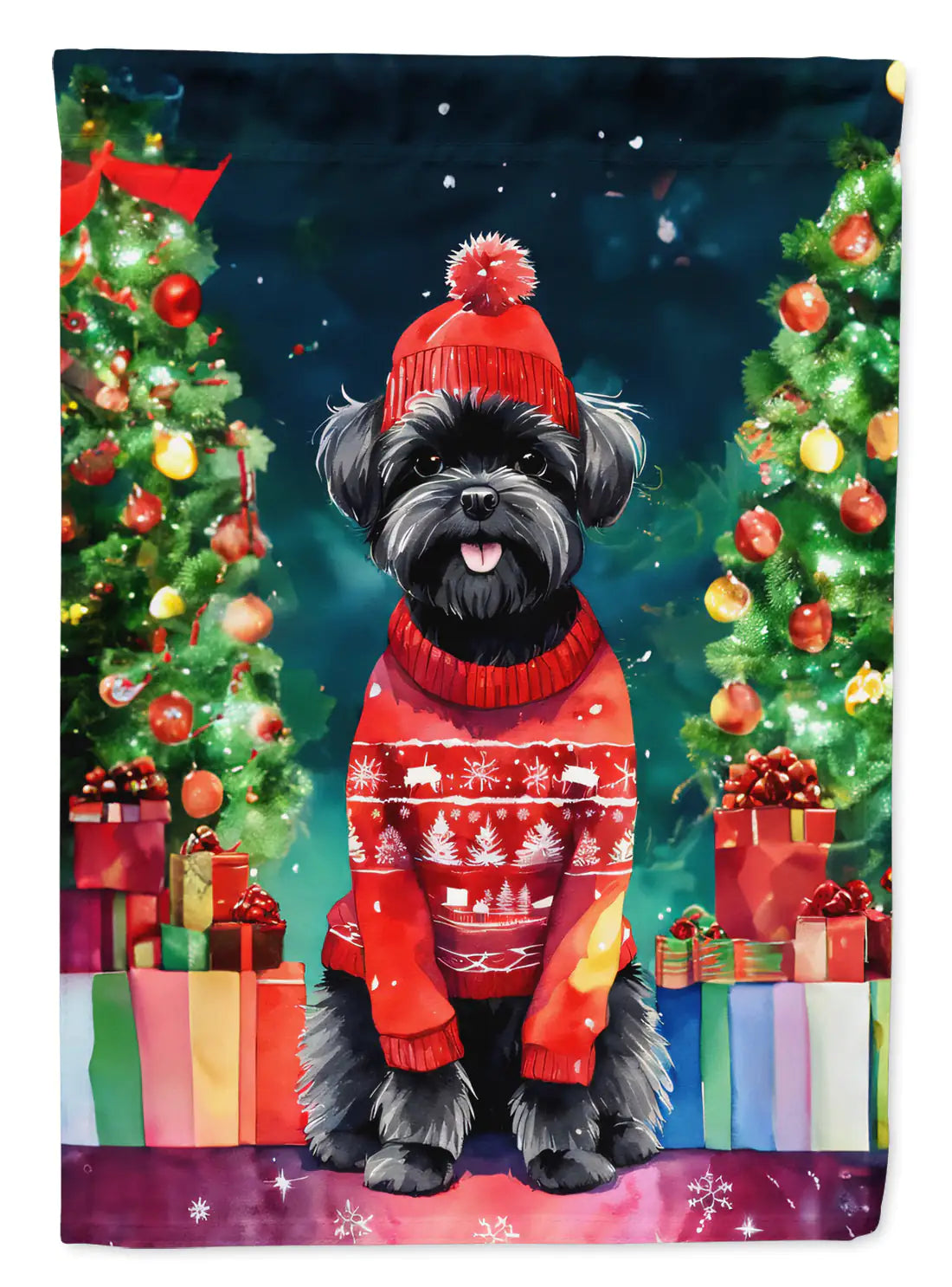 Affenpinscher Christmas House Flag 1