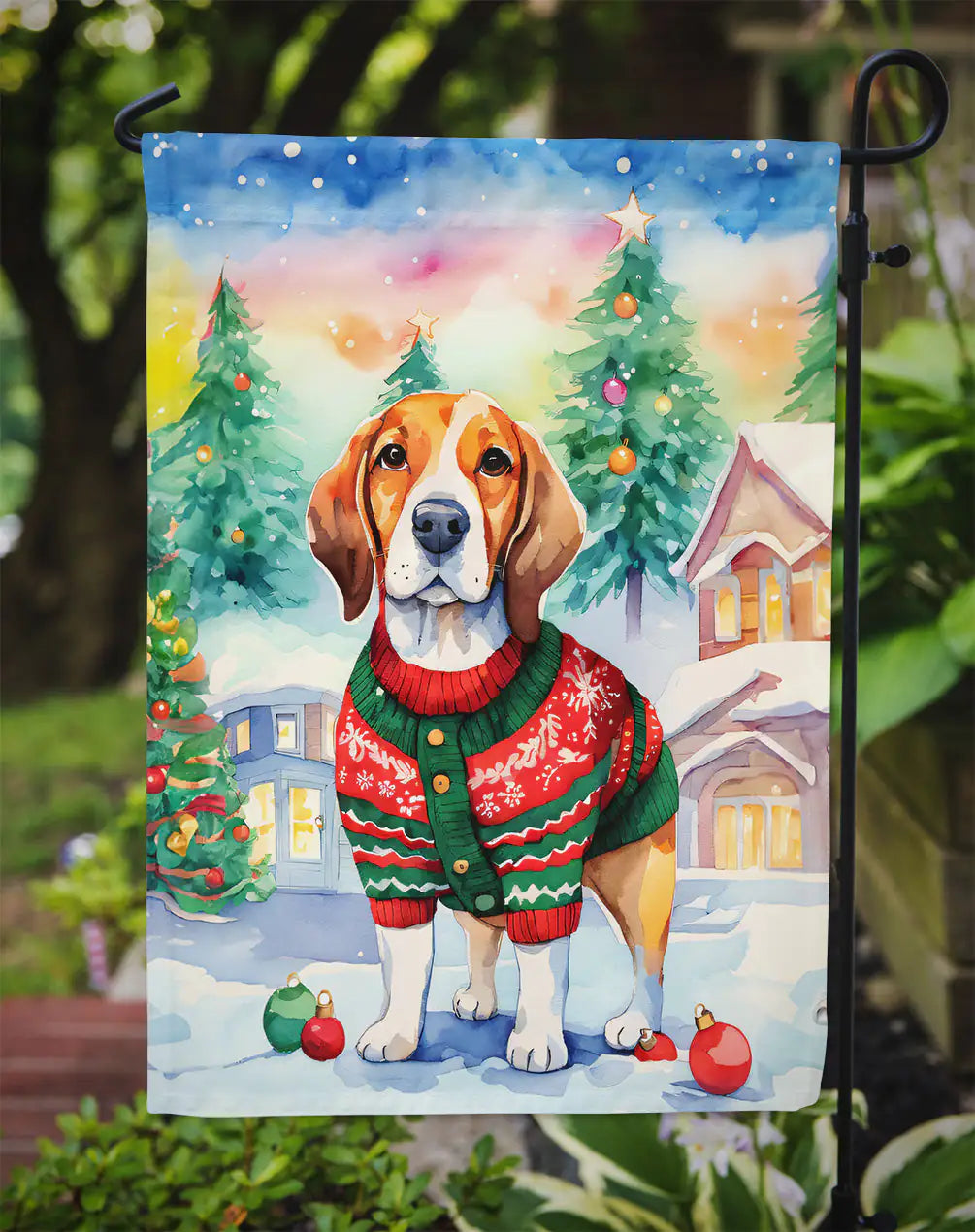 Beagle Christmas Garden Flag 2