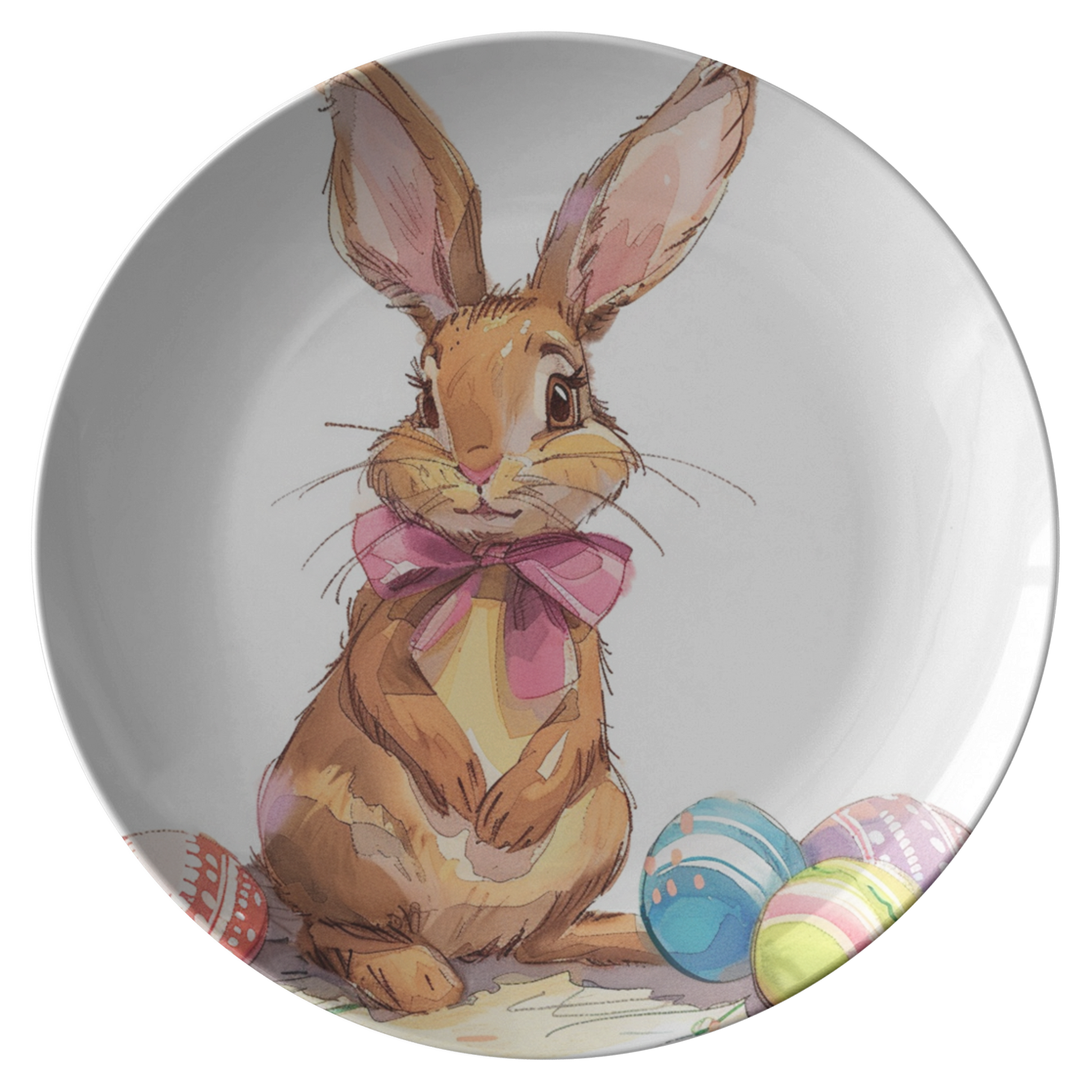 Brown_Bunny_with_Pink__Bow_Plate_Flat_Mockup.png