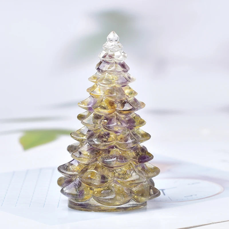 Natural Hand-Made Mold Crystal Gravel Resin Christmas Tree