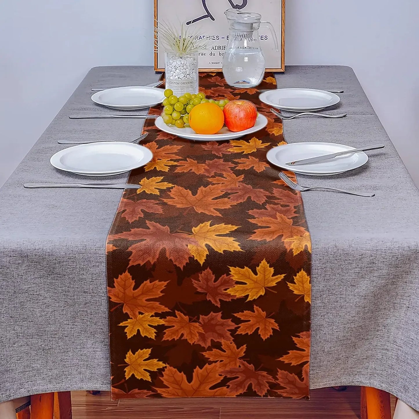 Thanksgiving Autumn Leaf Linen Table Runners