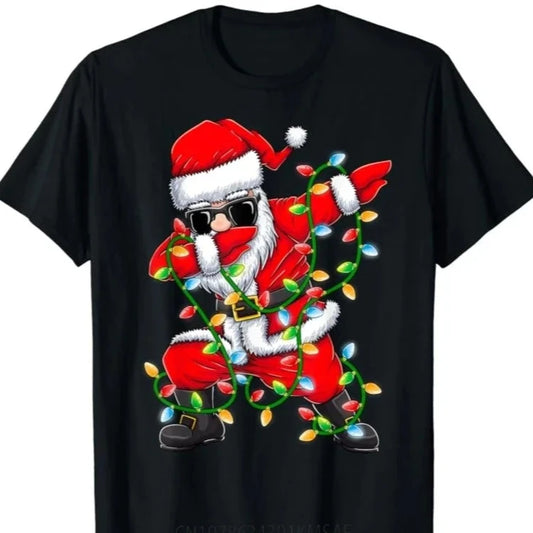 Santa Christmas Lights Funny T-Shirt for Women & Men T-shirt