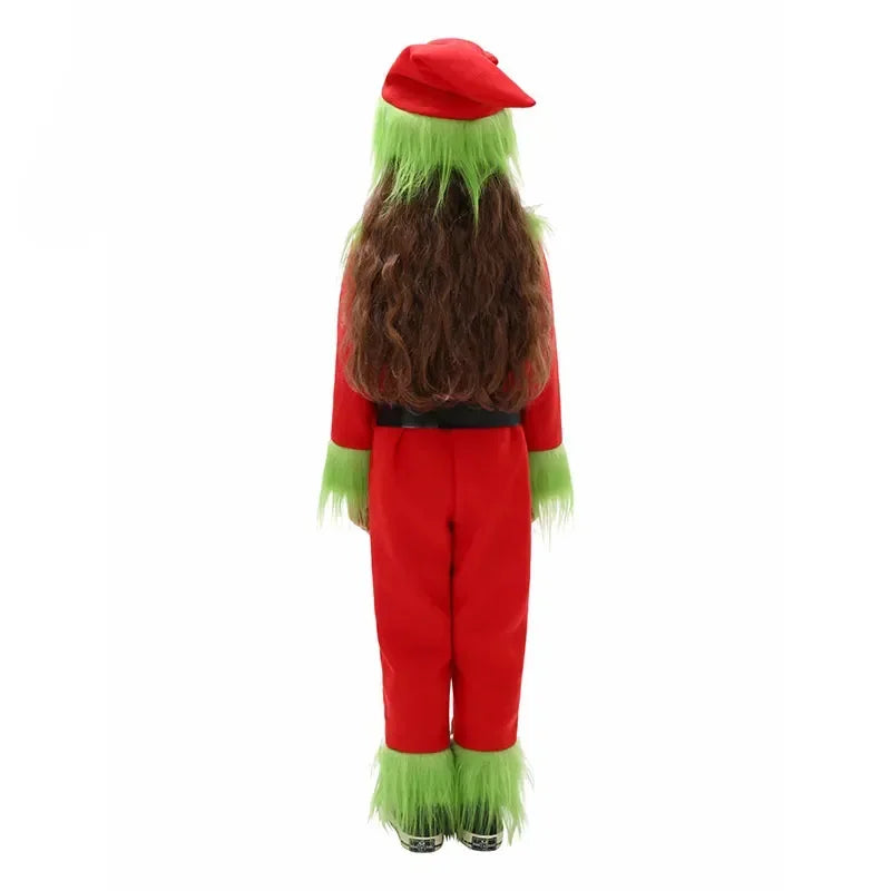 Kids Santa Outfit with Grinch Green Fur