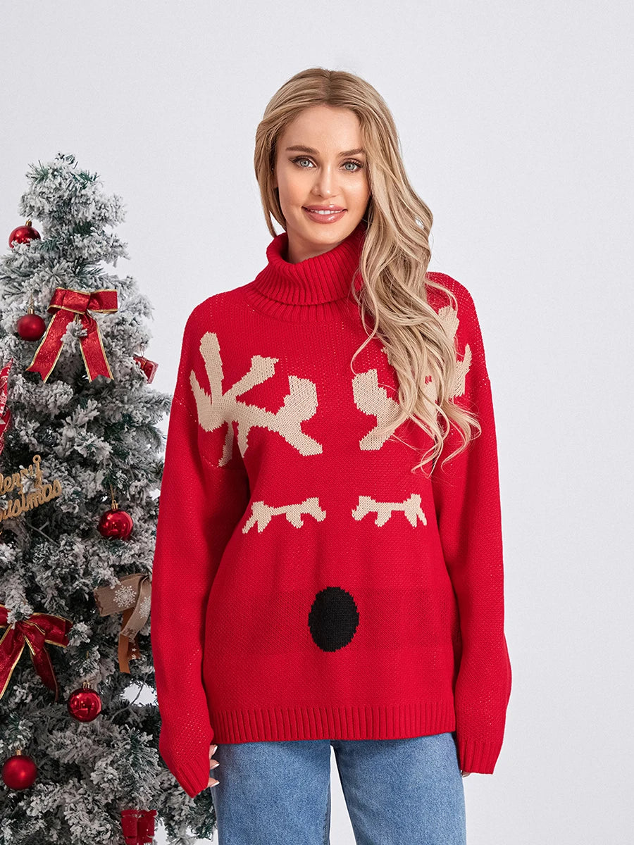 Santa Reindeer Ugly Pullover Knit Sweater