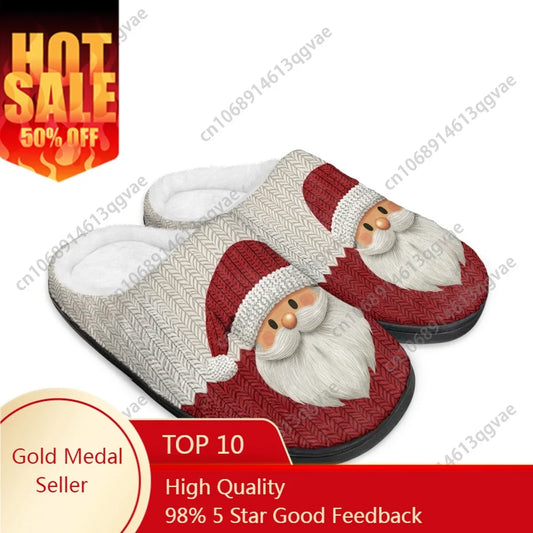 2025 Santa Claus Knitted Pattern Cotton Slippers