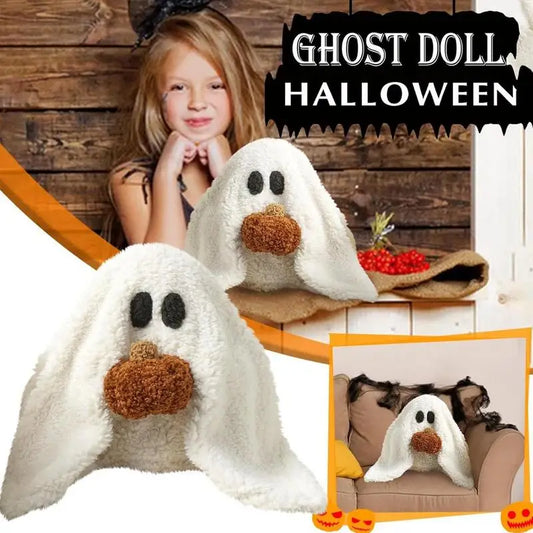 Halloween Gus The Ghost Pillow With Pumpkin