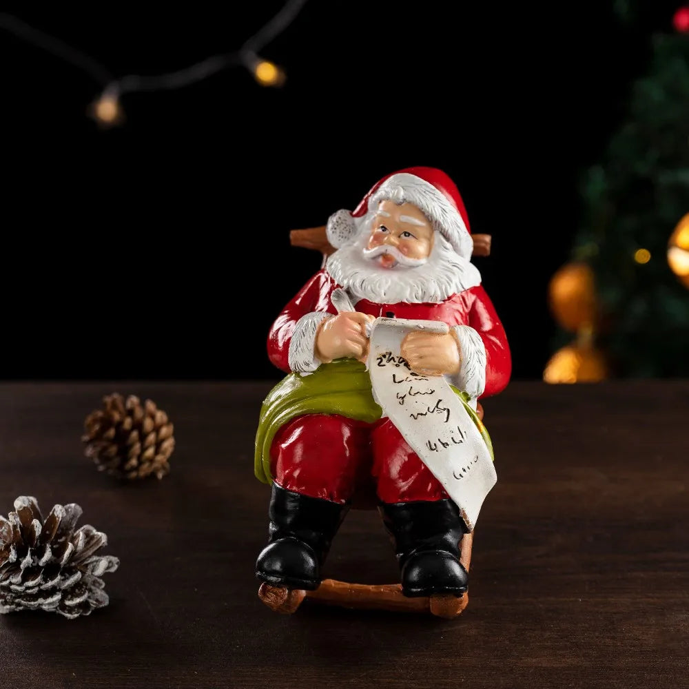 Santa Claus Statue with Present List Holiday Figurine