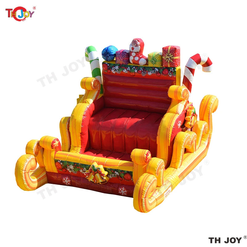 Fantastic Golden Large Christmas Inflatable Santa Sleigh