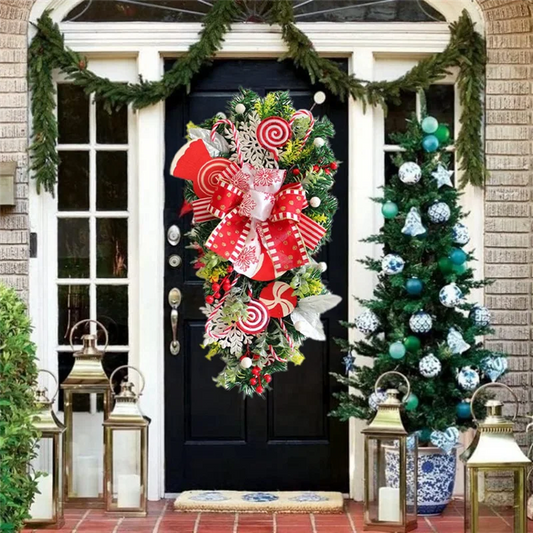 2Pcs Christmas Candy Cane Wreath