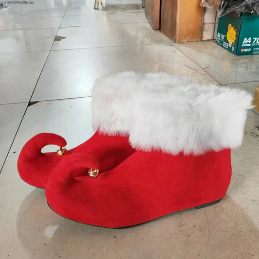 Christmas Suede Boots With Jingle Bells