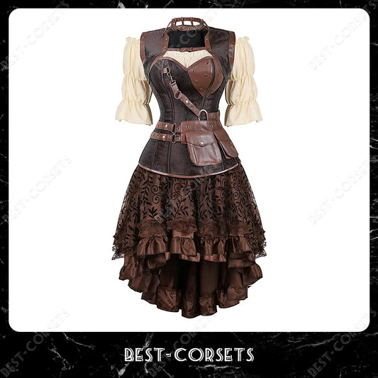 Steampunk Corset Dress Pirate Costume for Women