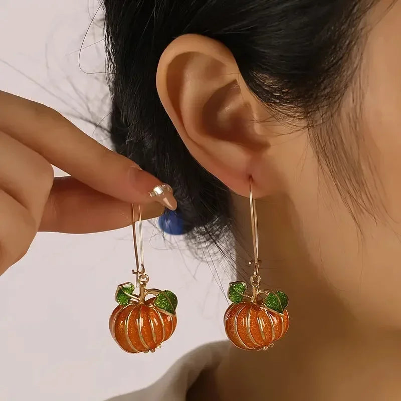 Long Pumpkin Earrings (1 pair)