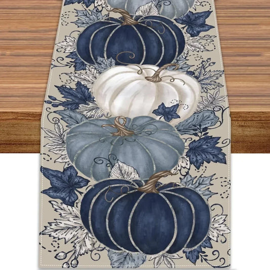 Blue Pumpkin Autumn Harvest Tablecloth