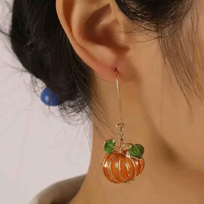 Long Pumpkin Earrings (1 pair)