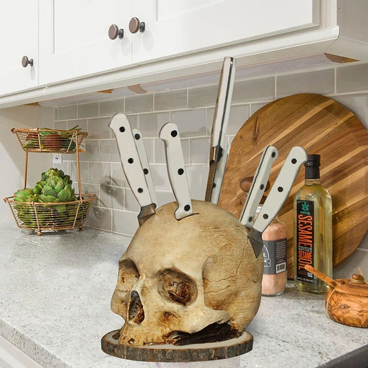 Skull Knife Holder For Kitchen
