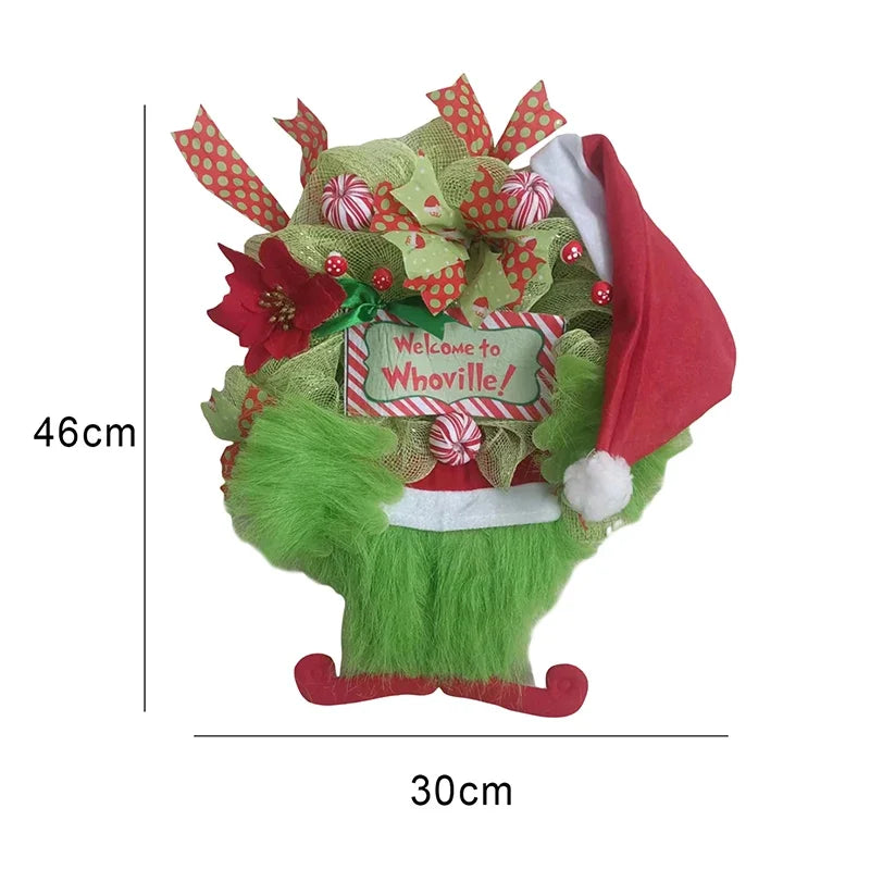 Grinch plush Leg  Door Hanging Wreath