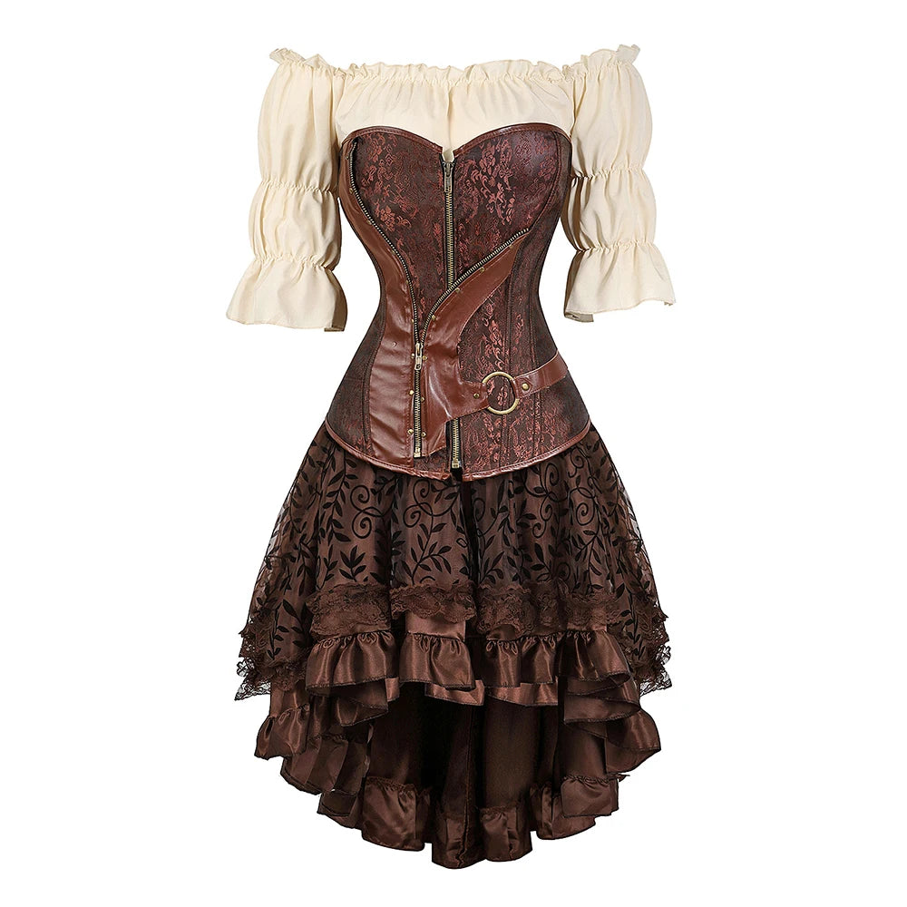 Steampunk Corset Dress Pirate Costume for Women