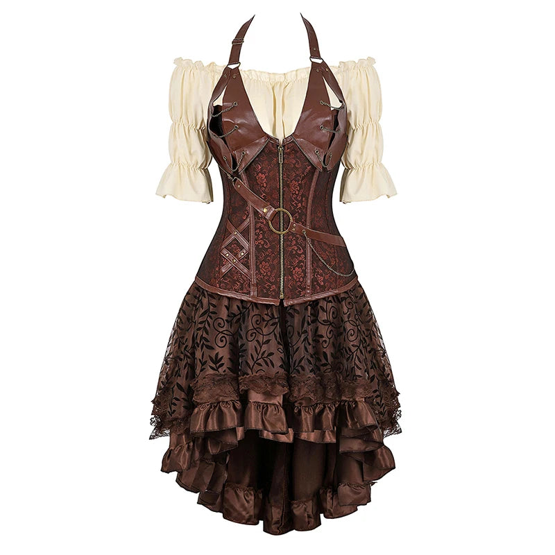 Steampunk Corset Dress Pirate Costume for Women