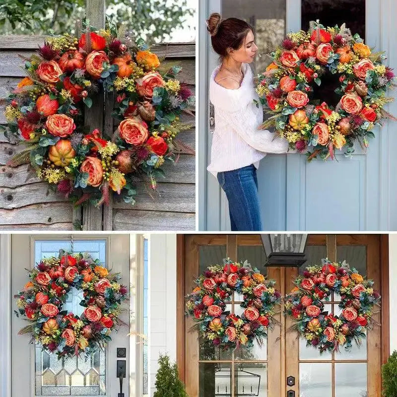 Peony Pumpkin Fall Wreath