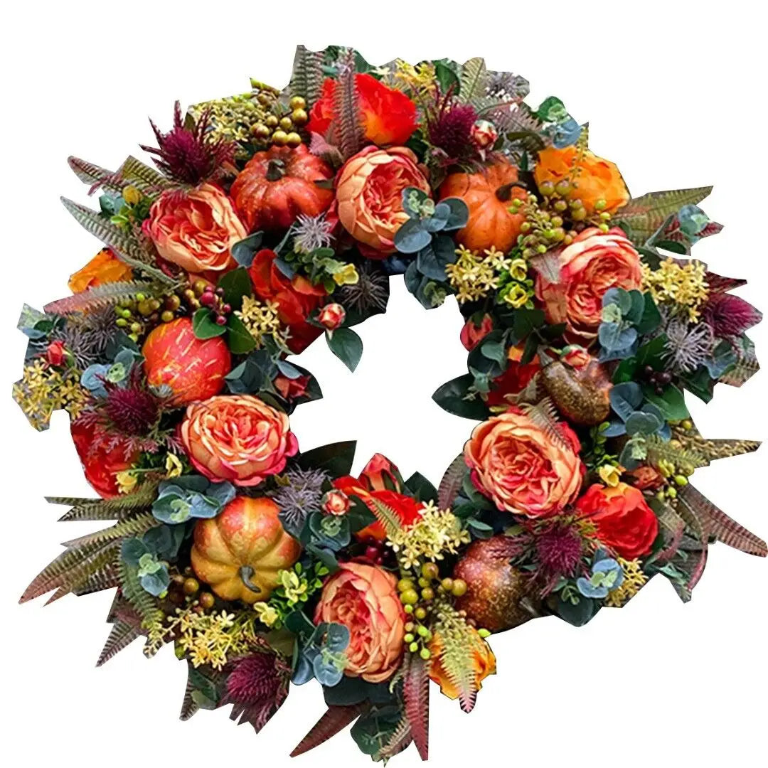 Peony Pumpkin Fall Wreath