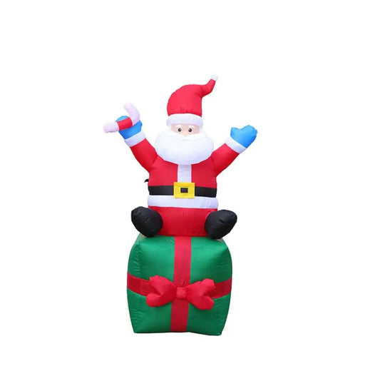 Inflatable Santa Claus Sitting on Gift (6 ft)