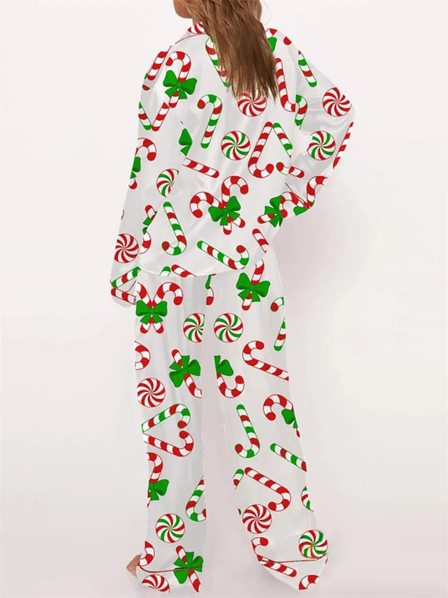 Candy Cane Christmas Long Sleeve Pajama Set