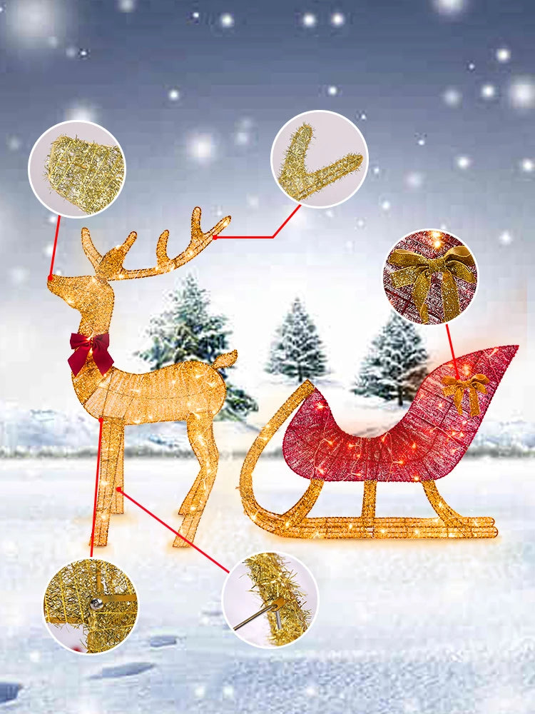 Gold Reindeer and Red Sleigh