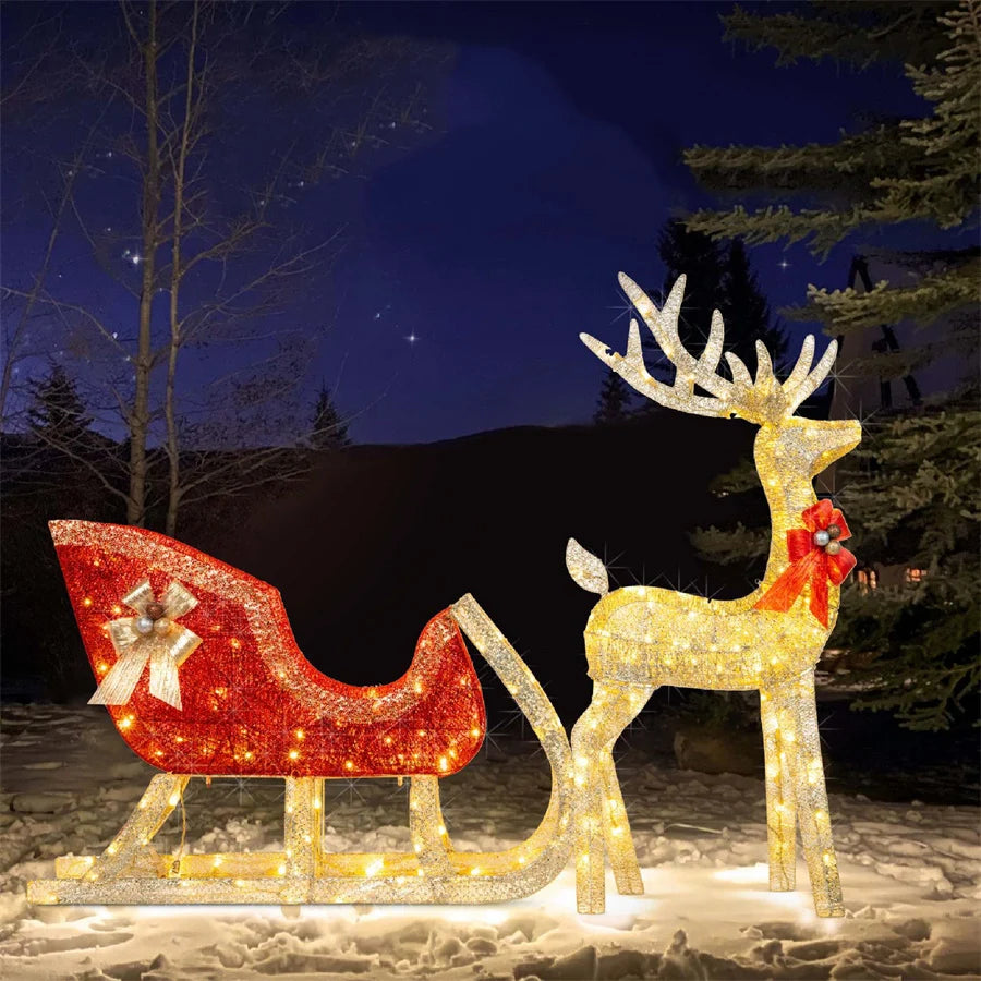 3 Piece Lighted Reindeer Family Set  with Sleigh or without