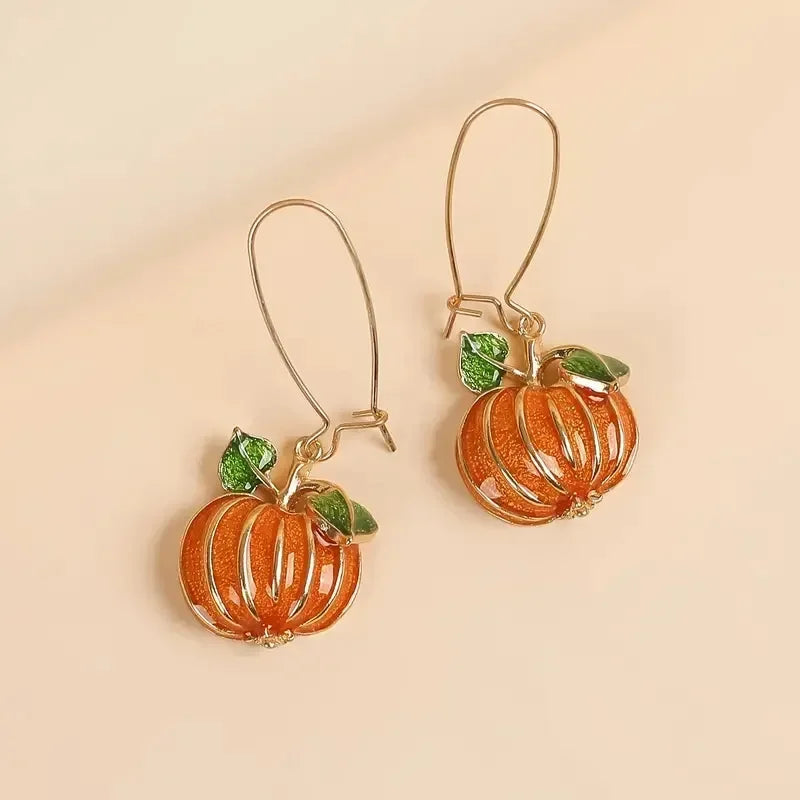 Long Pumpkin Earrings (1 pair)