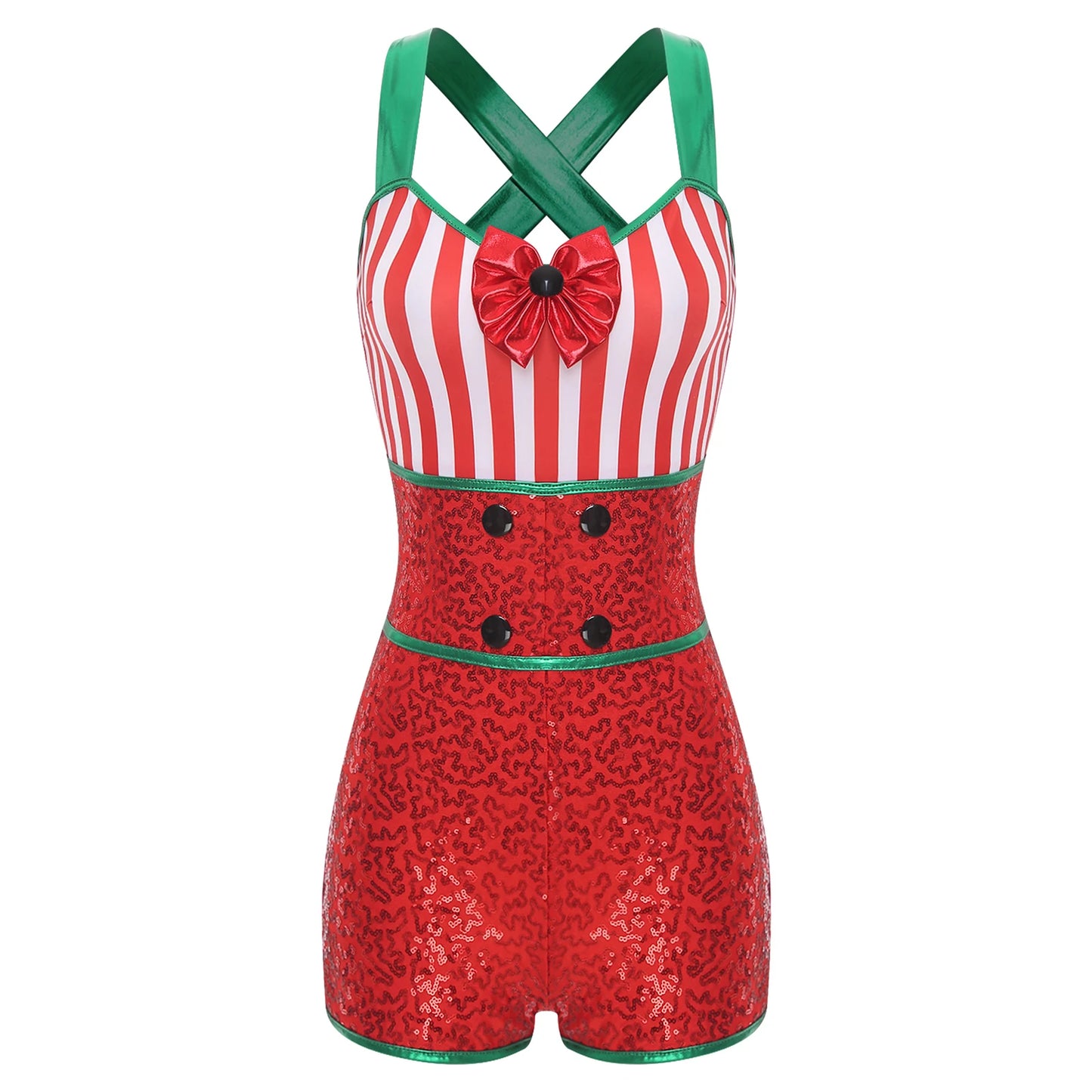 Christmas Candy Cane Stripe Sequin Leotard