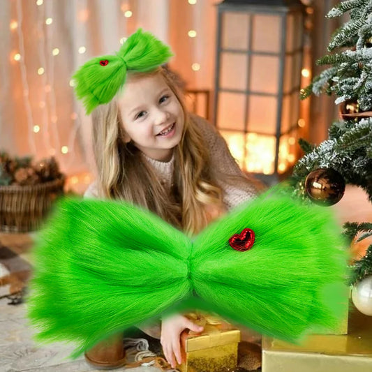 Christmas Grinches Green Hair Bow