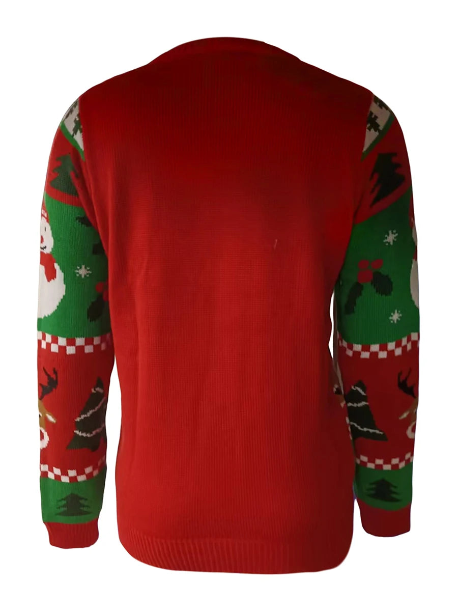 Christmas Contrast Color Knit Sweater