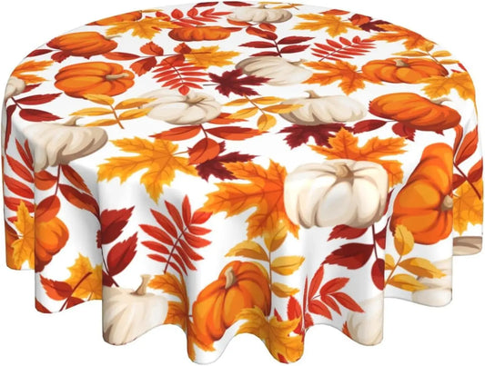 Pumpkin Fallen Leaves Maple Leaf Print Decorative Table Cloth
