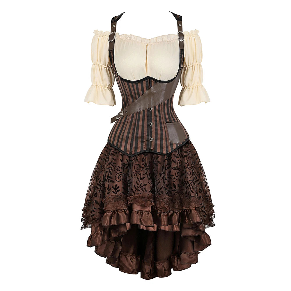 Steampunk Corset Dress Pirate Costume for Women