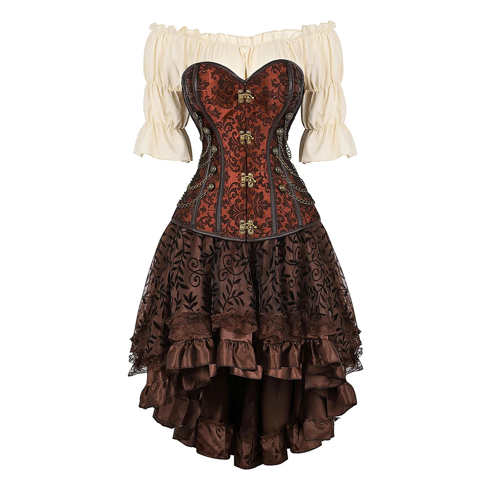 Steampunk Corset Dress Pirate Costume for Women