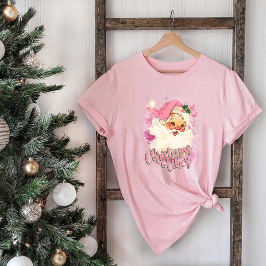 Retro Pink Santa Christmas T-Shirt