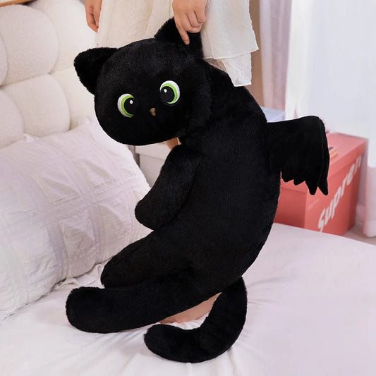 Black Cat with Wings Pillow