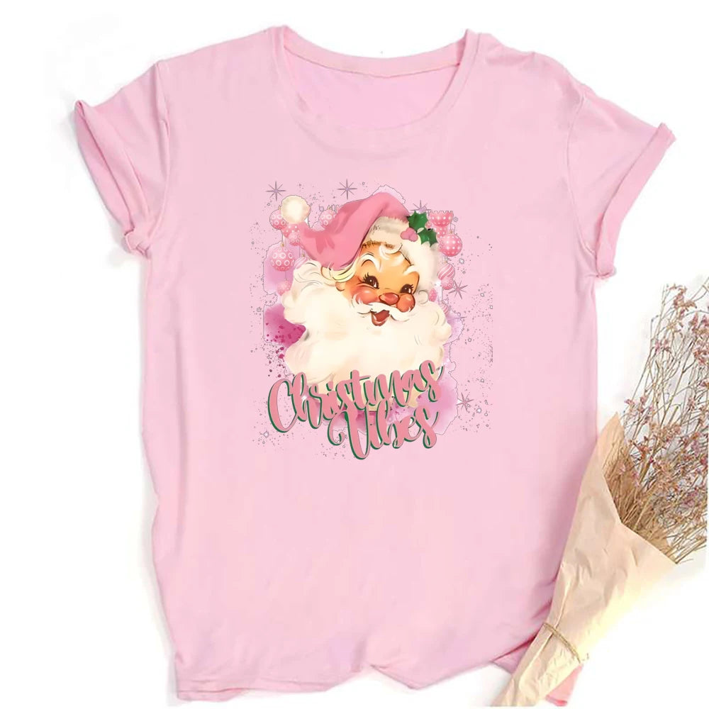 Retro Pink Santa Christmas T-Shirt