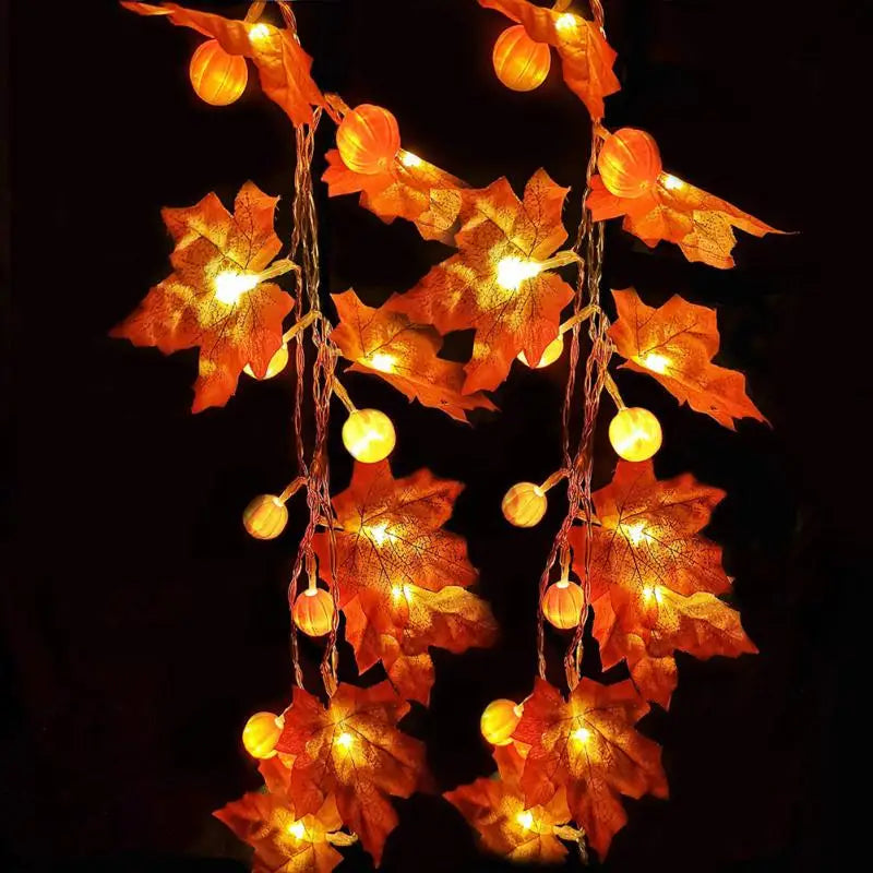 Autumn Maple Leaves & Pumpkin Garland LED Fairy String Light