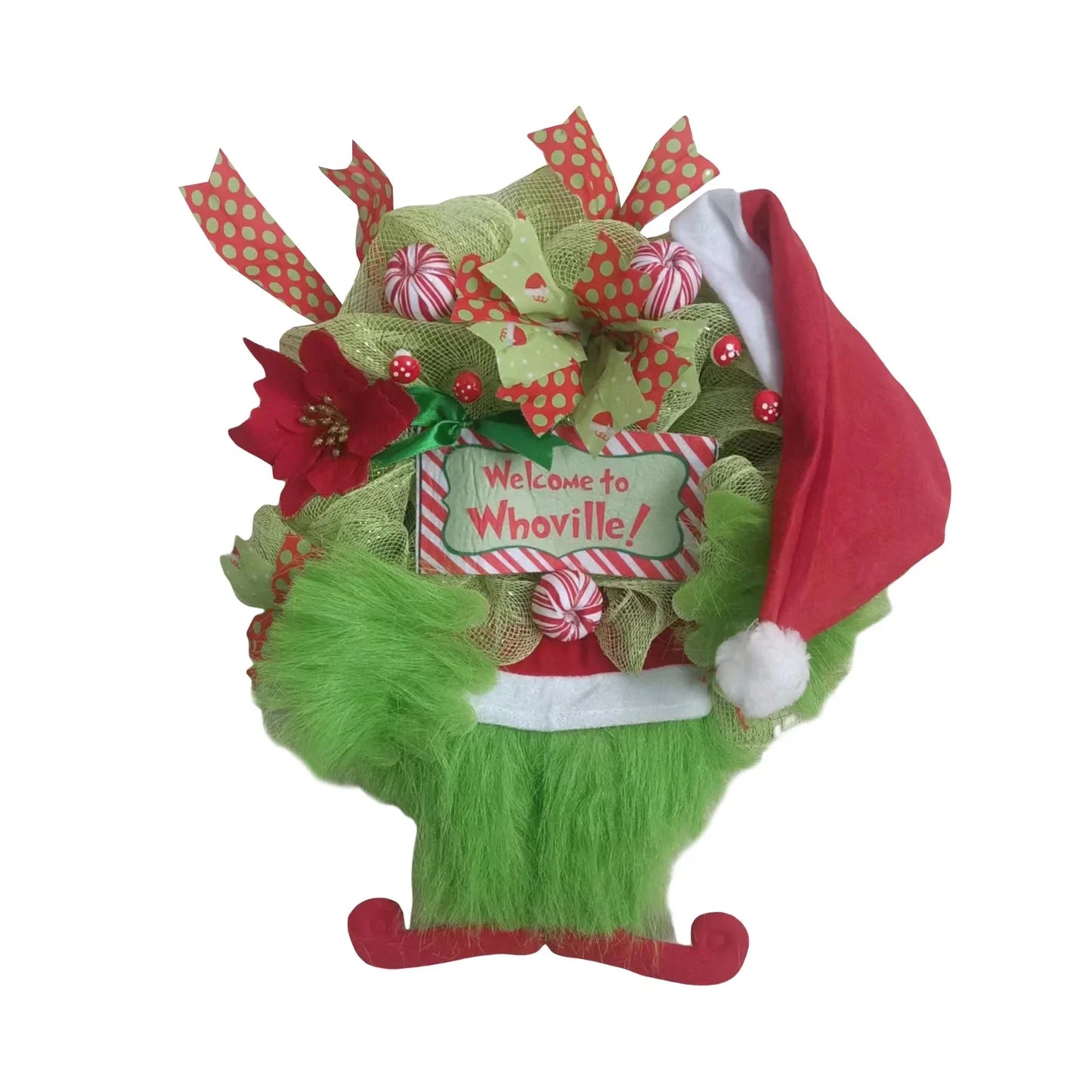 Grinch plush Leg  Door Hanging Wreath