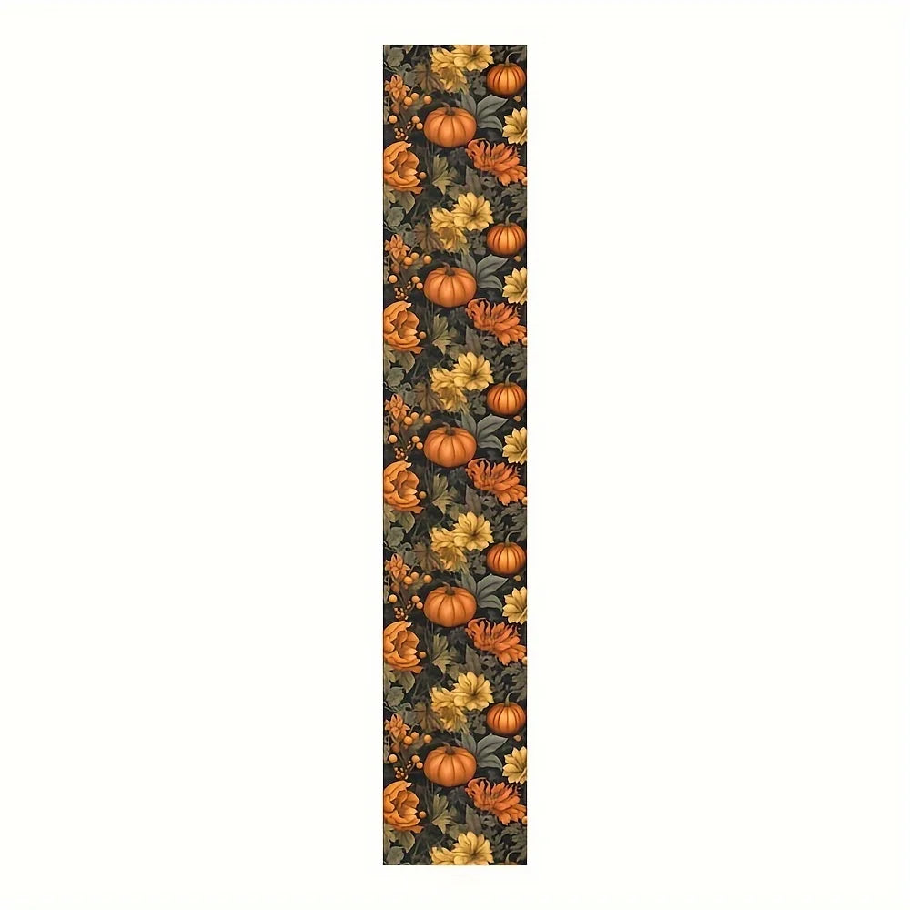 Thanksgiving Pumpkin and Leaves Table Runner