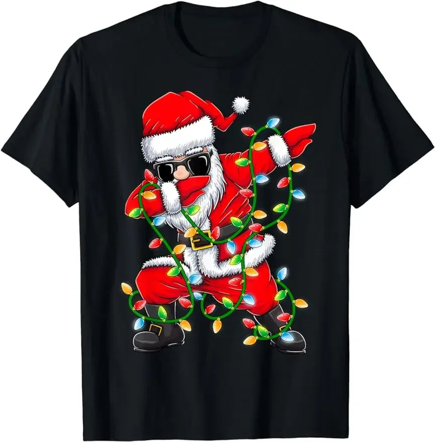 Santa Christmas Lights Funny T-Shirt for Women & Men T-shirt