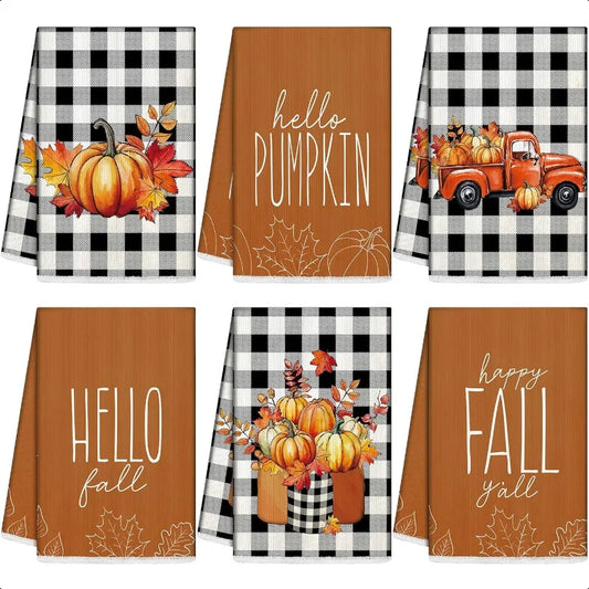 Absorbent Fall Kitchen Towels / Dishcloth (6 Pieces)