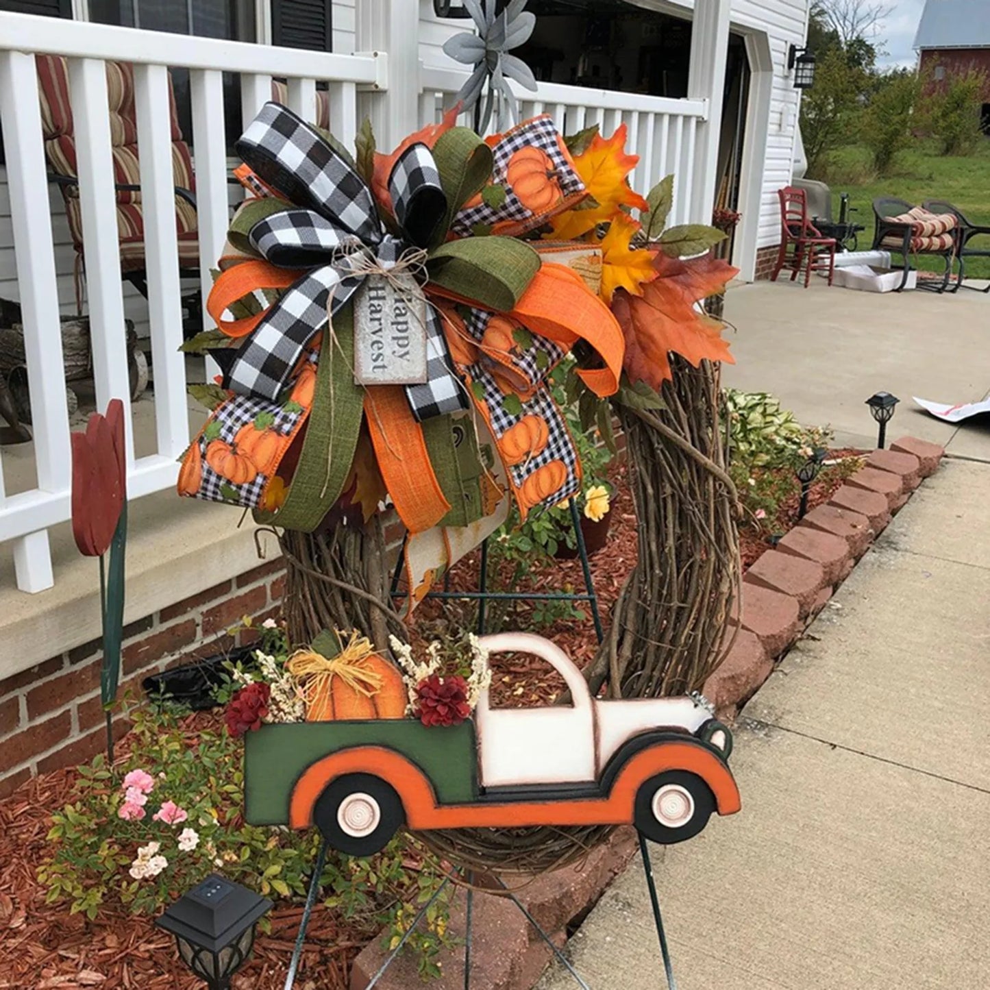 Fall Farmhouse Pumpkin Truck Wreath