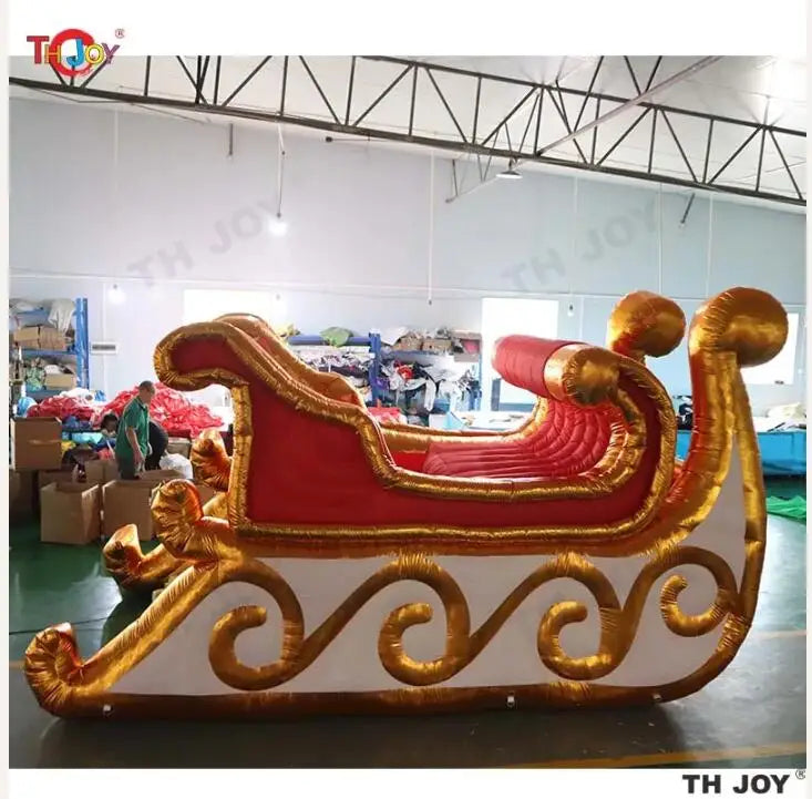 Fantastic Golden Large Christmas Inflatable Santa Sleigh