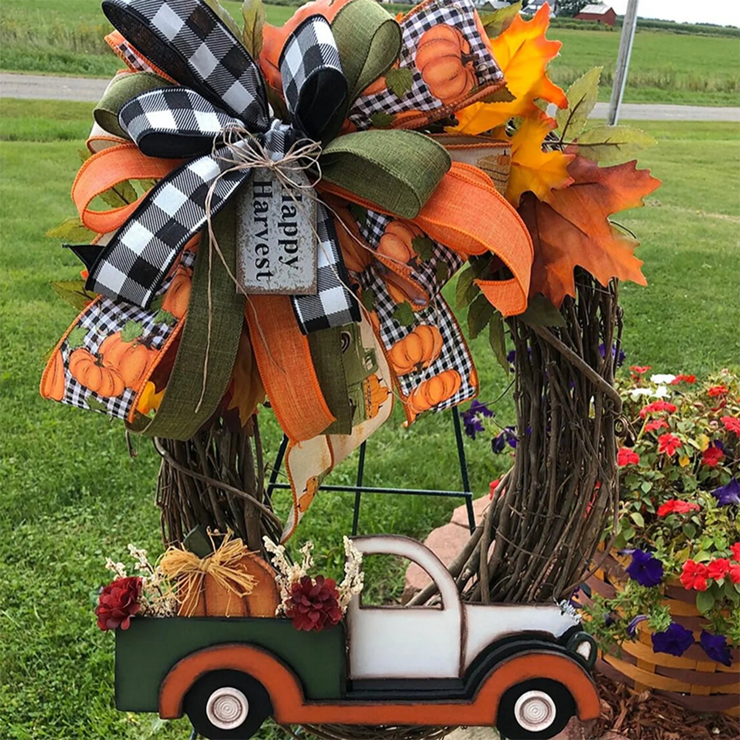 Fall Farmhouse Pumpkin Truck Wreath