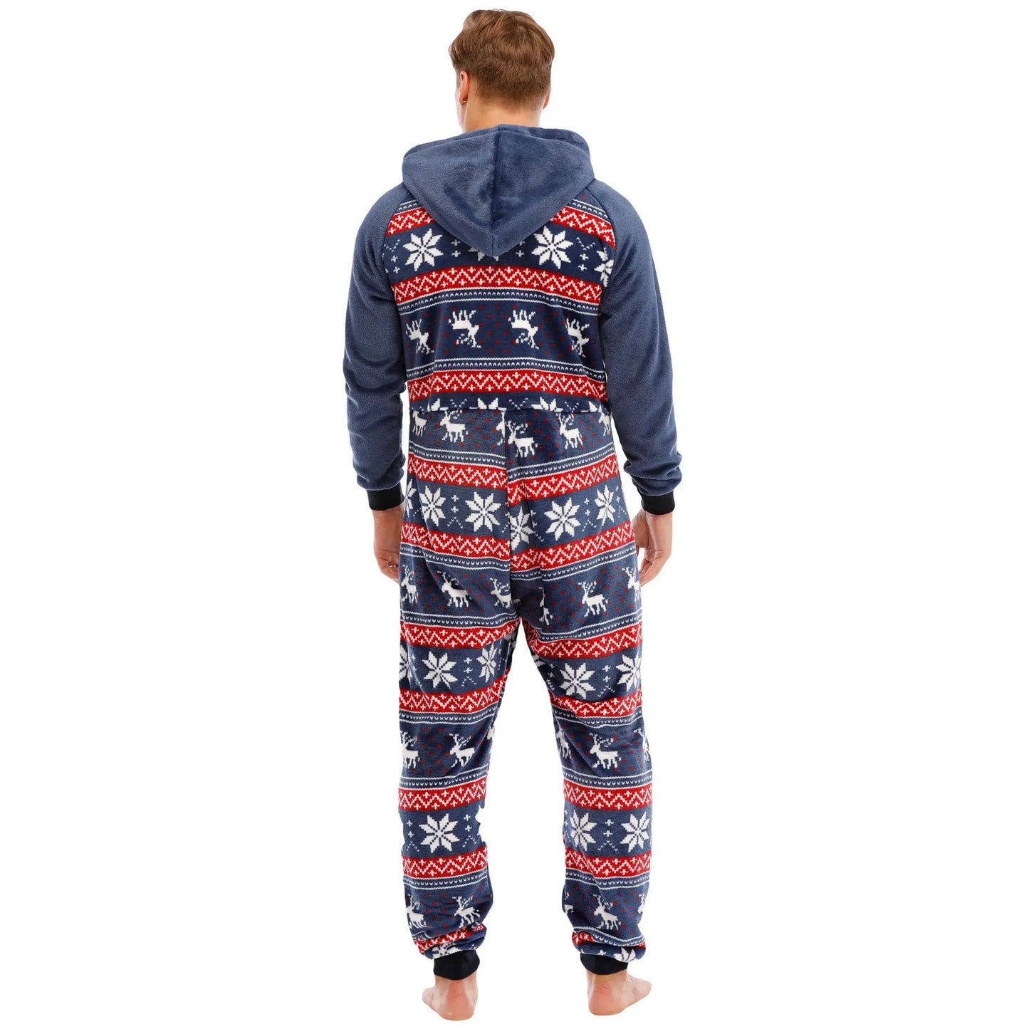 Warm Hooded Onesies Flannel Zipper Pajamas