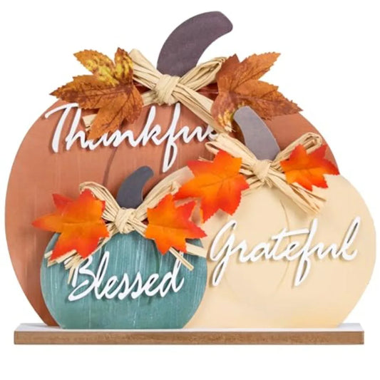 Thankful Blessed Grateful Wooden Plaque