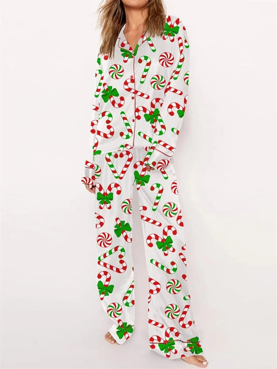 Candy Cane Christmas Long Sleeve Pajama Set